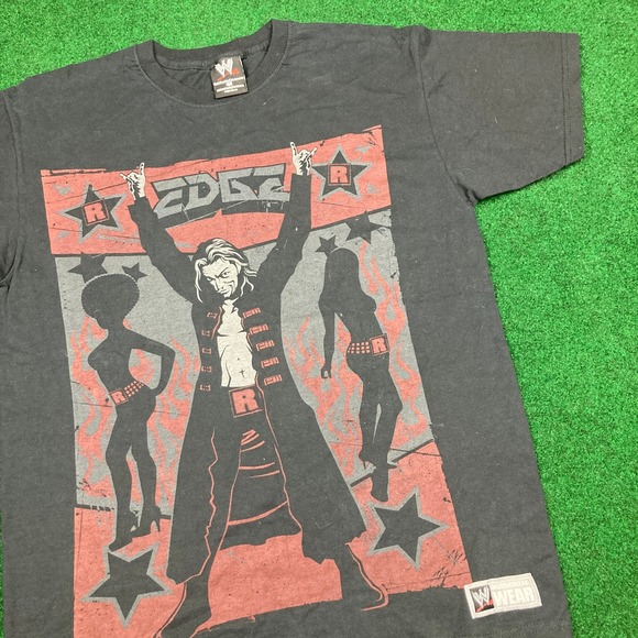 Vintage WWE WWF Edge Rated R Superstar Shirt Mens M Black 2009 Wrestling Logo